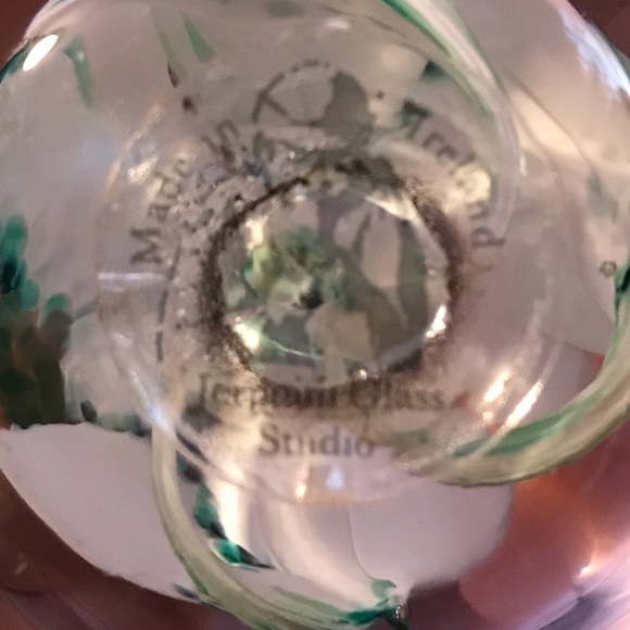 Vintage Jerpoint Ireland Glass Studio Green White  Swirl Tornado Paperweight - Picture 5 of 10